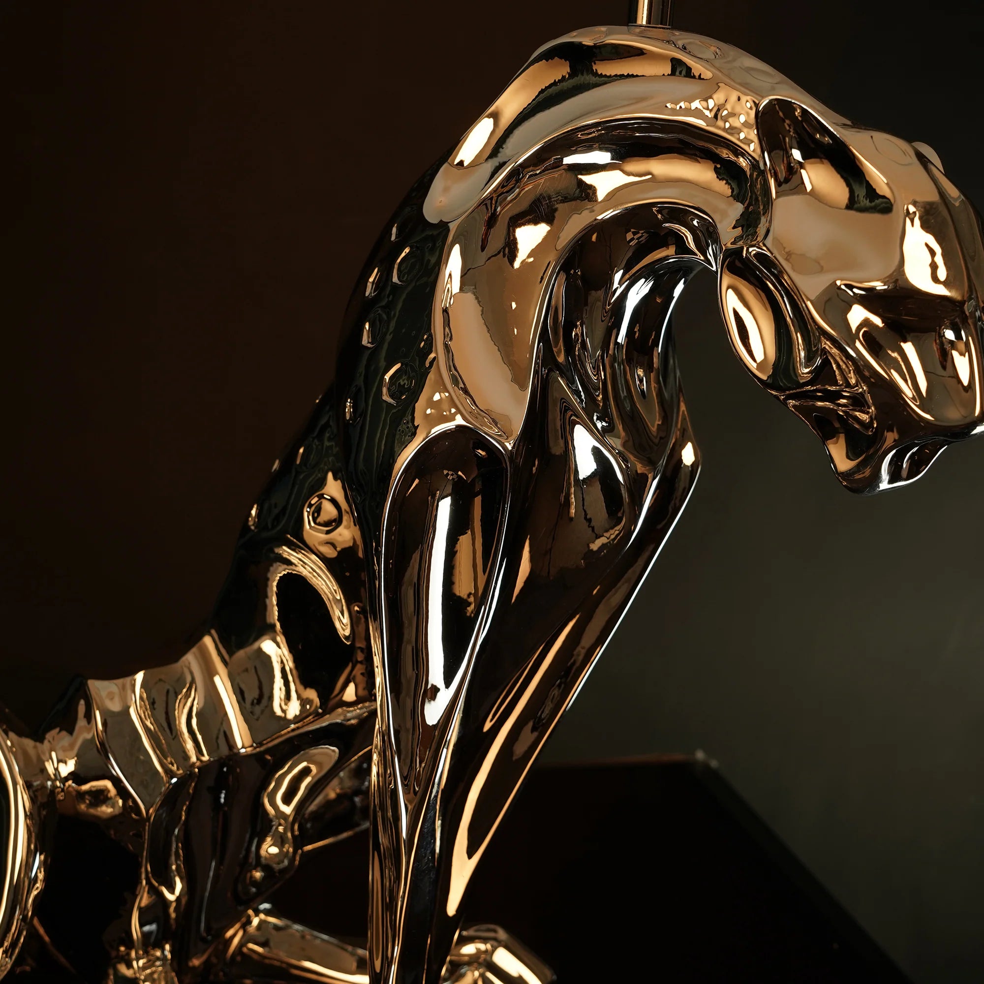 Jaguar Majesty: Luxury Silver Table Lamp - Illuminate with Elegance and Power