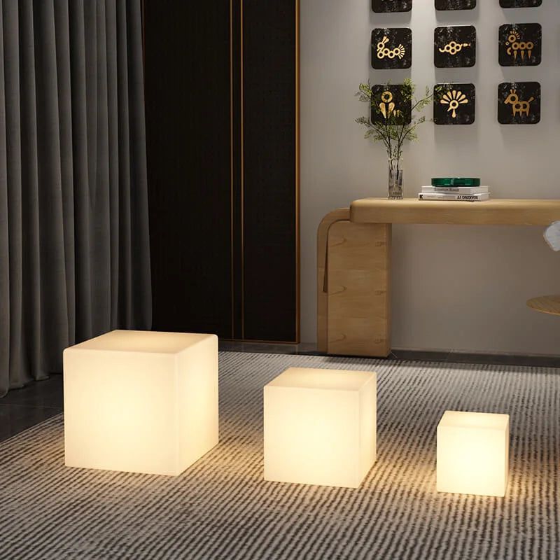 Nordic White Cube LED Stool: Transform Your Space with Ambient Acrylic Elegance