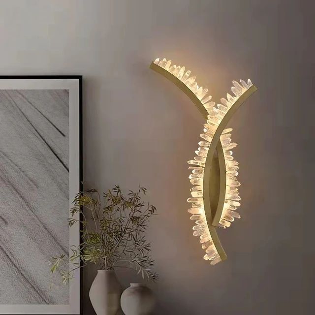 Nature-Inspired LED Crystal Wall Lamp: Illuminate Your Space with Modern Elegance and Organic Beauty