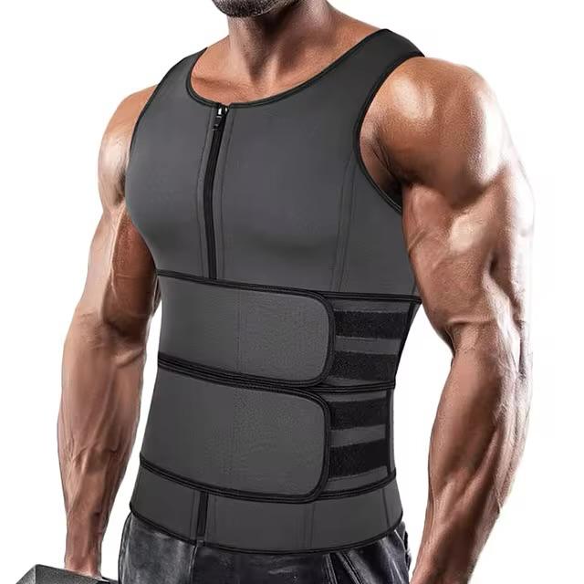 Neoprene Sweat Vest for Men | Adjustable Waist Trainer & Body Shaper with Double Zipper