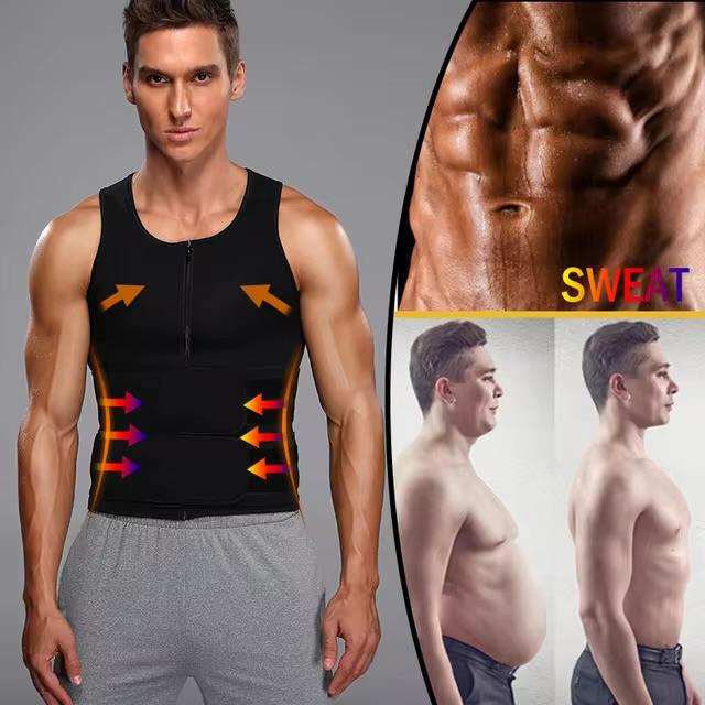 Neoprene Sweat Vest for Men | Adjustable Waist Trainer & Body Shaper with Double Zipper