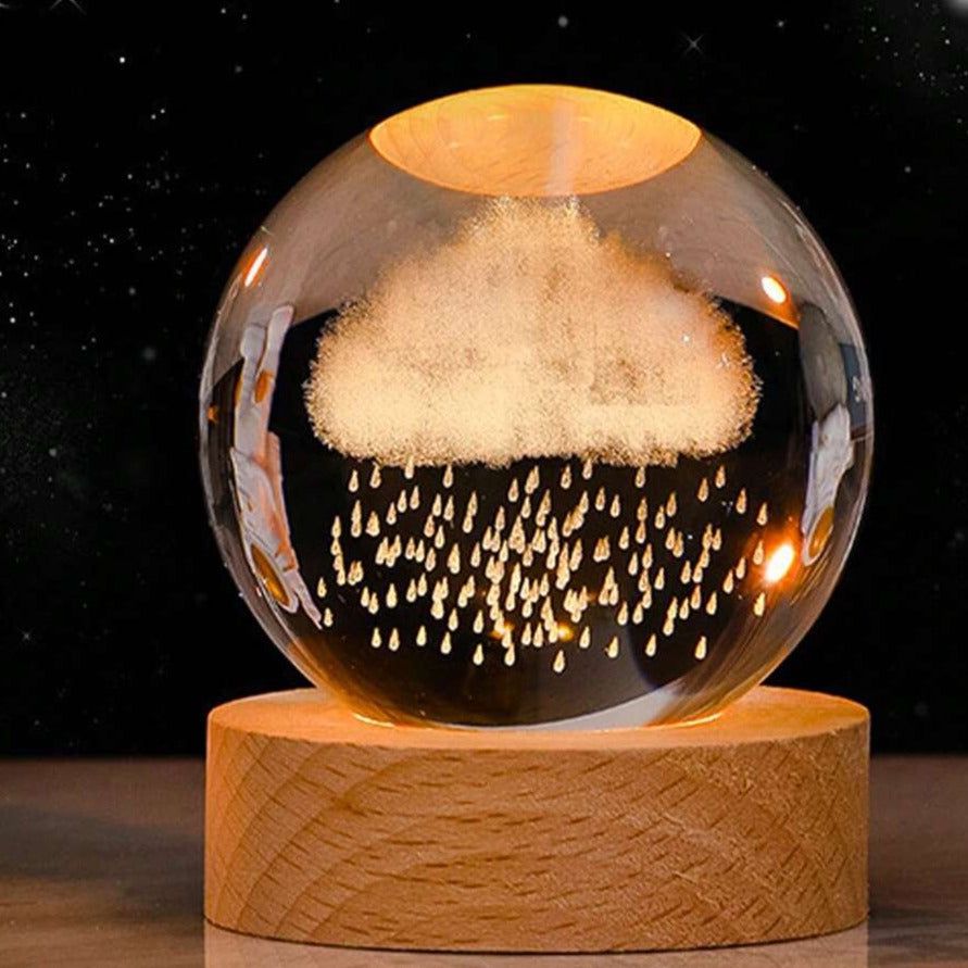 3D Laser-Engraved Crystal Solar System Globe - Illuminated Night Light & Astronomy Décor Gift