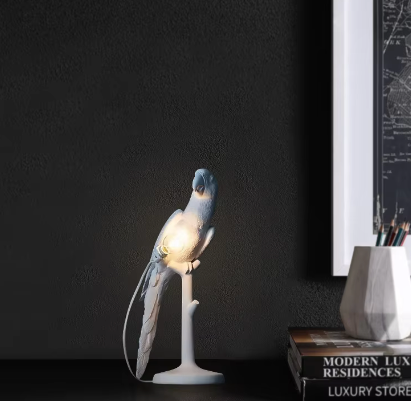 Nordic Resin Parrot Table Lamp – Charming Desk & Bedside Light for Home Décor