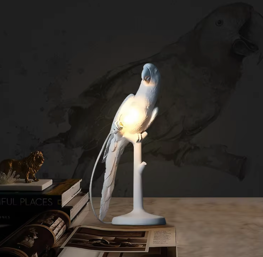 Nordic Resin Parrot Table Lamp – Charming Desk & Bedside Light for Home Décor