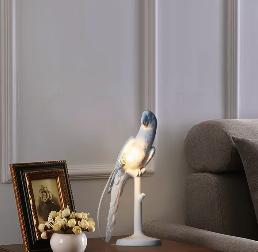 Nordic Resin Parrot Table Lamp – Charming Desk & Bedside Light for Home Décor