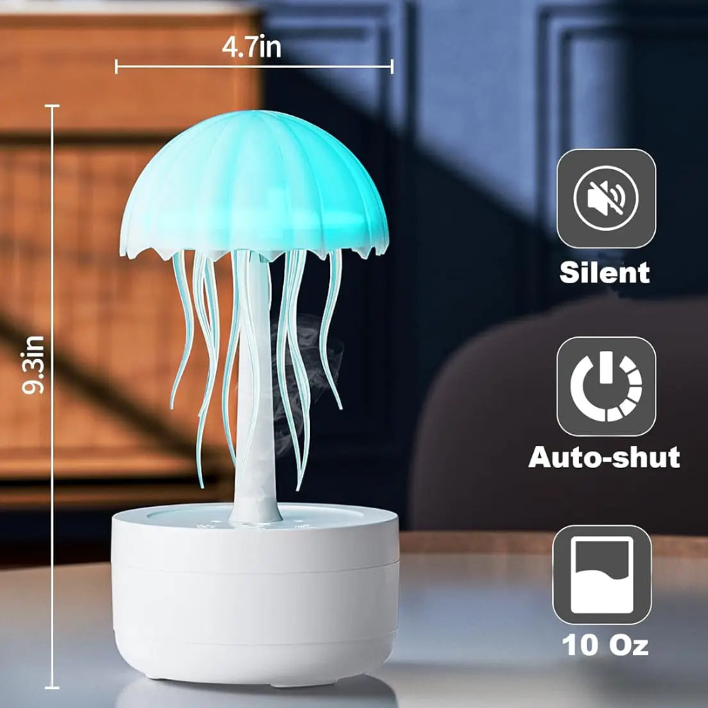 Jellyfish Cartoon Night Light RGB with Voice Control, Type-C LED Bedside Lamp & Upgraded Bluetooth Humidifier