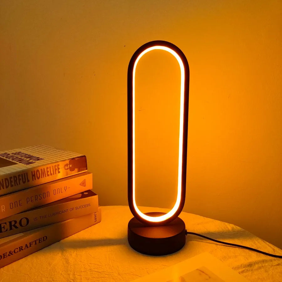 LED Bedside Ring Lamp – Three Color Dimming Night Light for Bedroom & Living Room