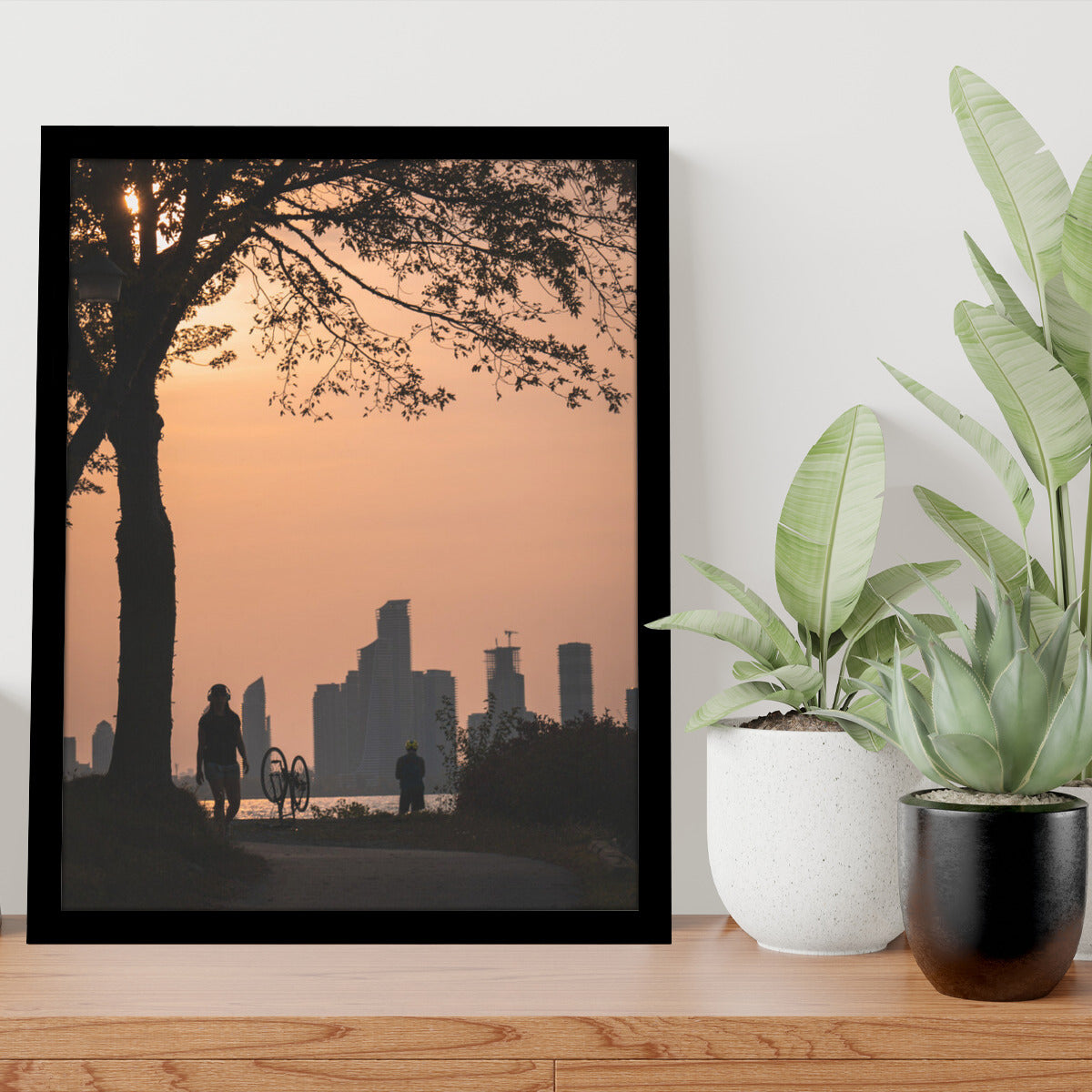 Sunset Silhouettes - Toronto Skyline Portrait Framed Poster