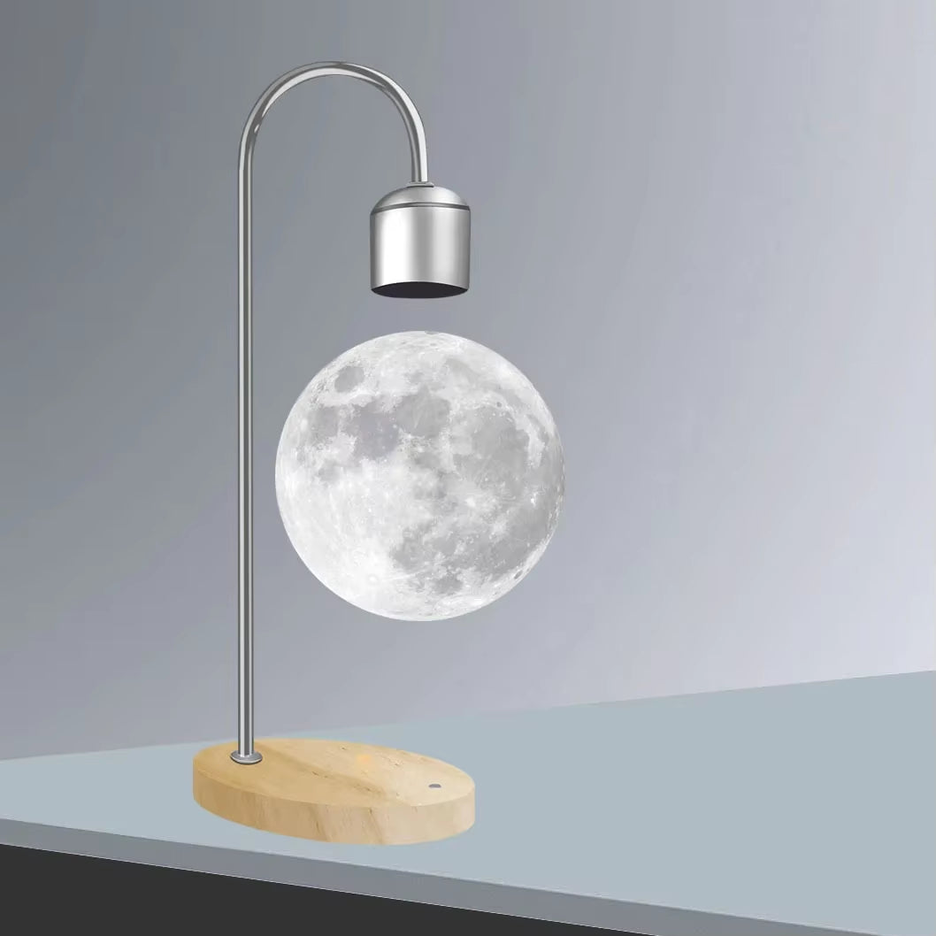 Magnetic Levitation 3D Printed Moon Lamp with LED Night Light and Wireless Charging