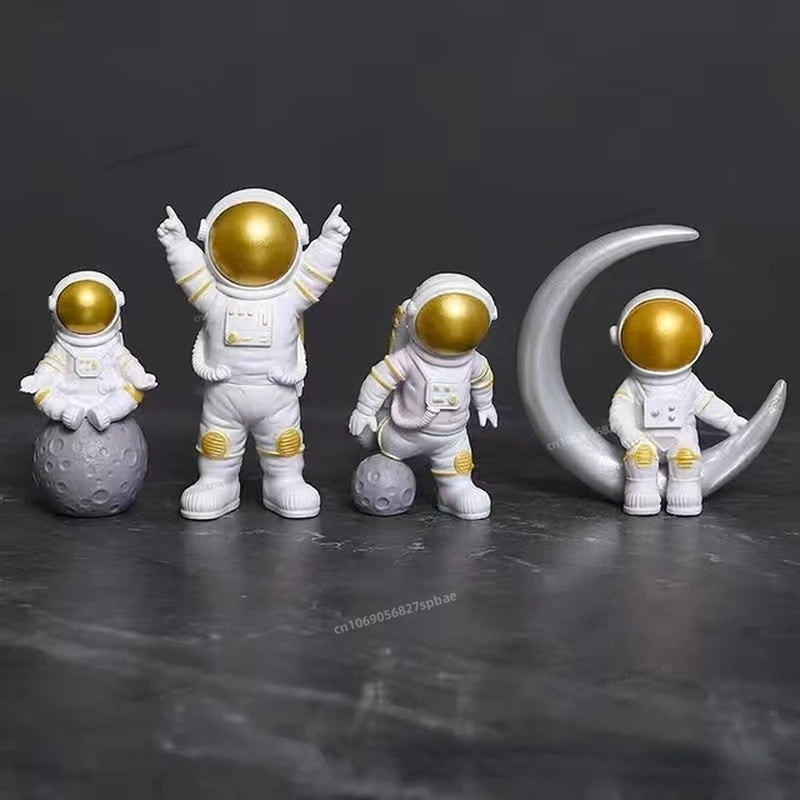 Galactic Explorer Astronaut Figurine Set – 4-Piece Cosmic Decor for Home and Office