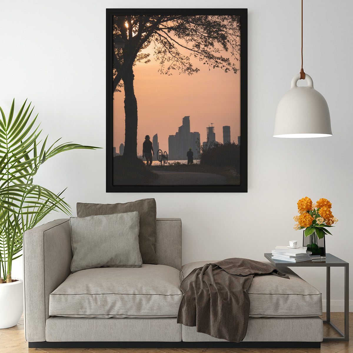 Sunset Silhouettes - Toronto Skyline Portrait Framed Poster