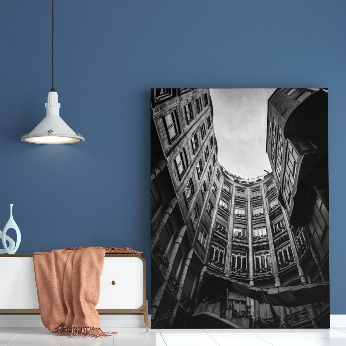 Casa Milà (La Pedrera) Black and White Metal Print