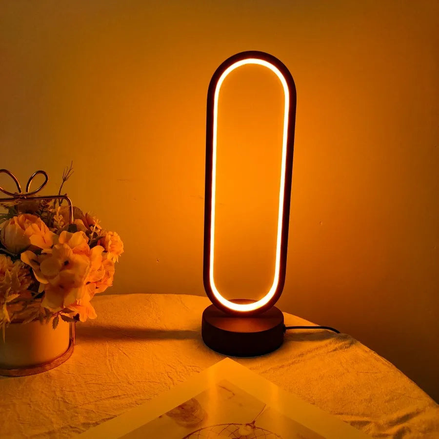 LED Bedside Ring Lamp – Three Color Dimming Night Light for Bedroom & Living Room