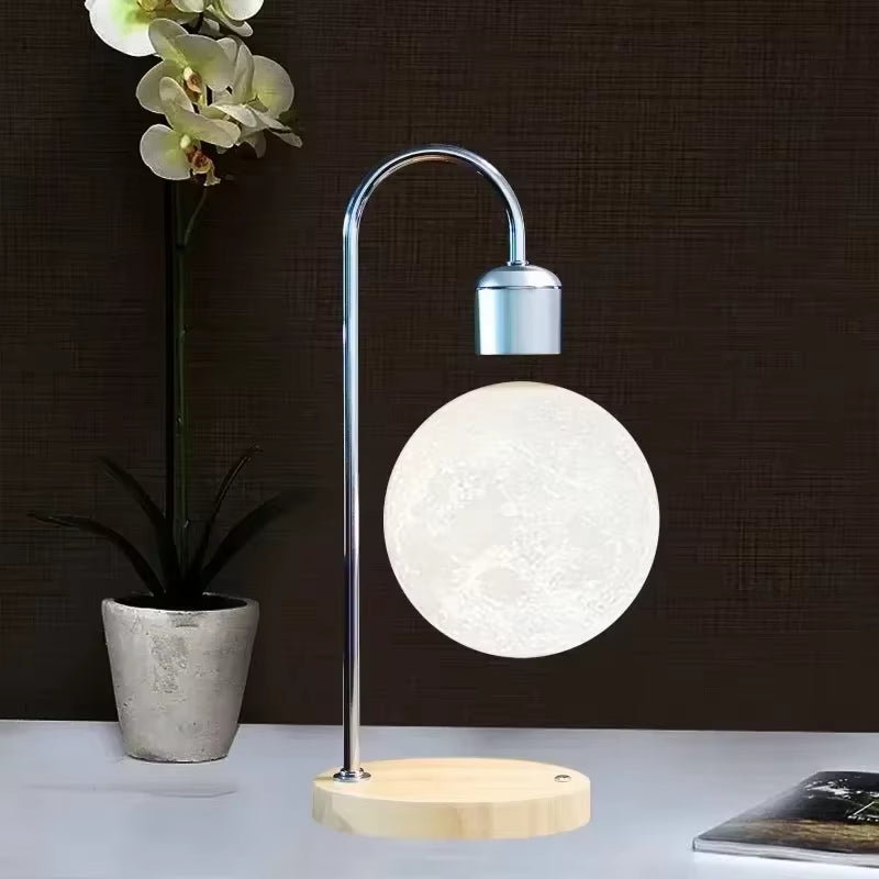 Magnetic Levitation 3D Printed Moon Lamp with LED Night Light and Wireless Charging