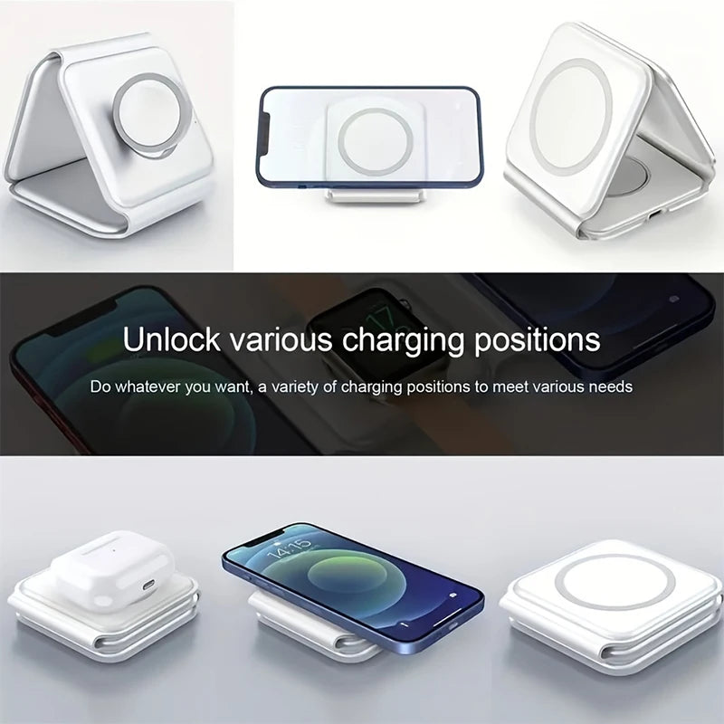 3 in 1 Magnetic Wireless Charger Stand 