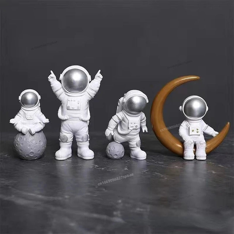 Galactic Explorer Astronaut Figurine Set – 4-Piece Cosmic Decor for Home and Office