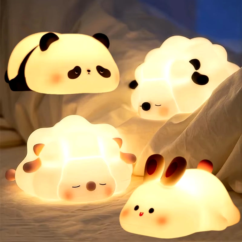 Adorable LED Night Light - Panda, Sheep, Rabbit Silicone Lamp for Kids & Bedroom Decor