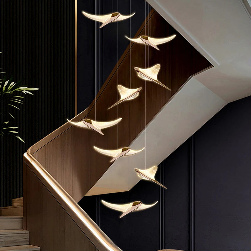 Seagull Modern Chandelier Led Duplex Attic Lamp Stair Chandelier Living Room Hall Stairwell Lamp Nordic Restaurant Chandelier