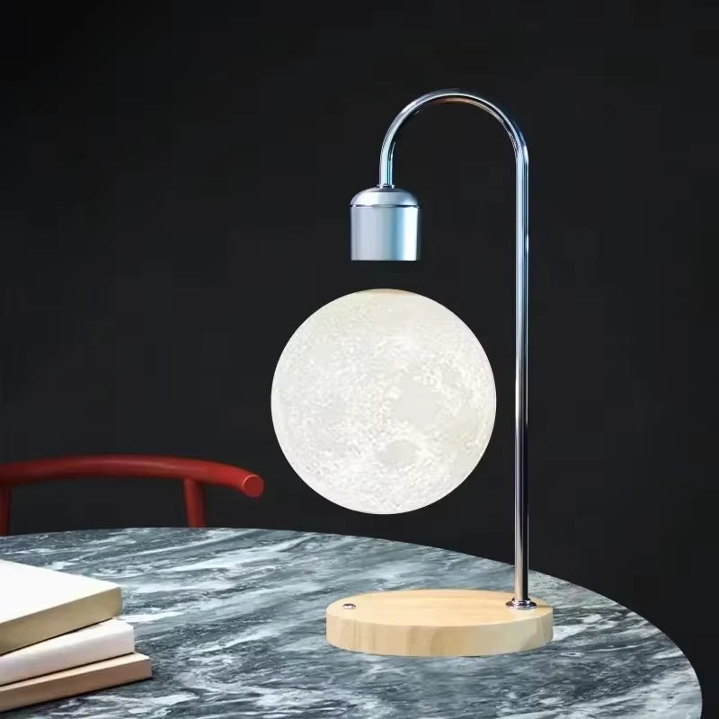 Magnetic Levitation 3D Printed Moon Lamp with LED Night Light and Wireless Charging