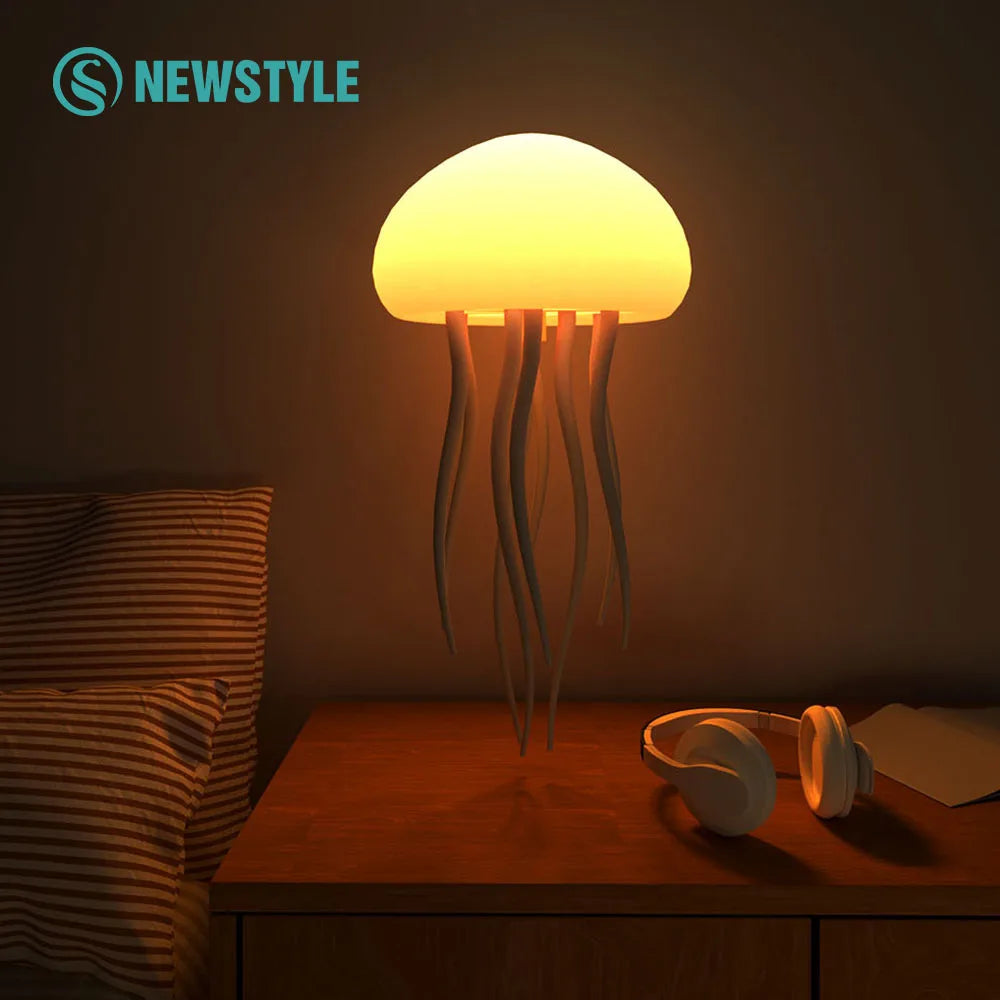 Jellyfish Cartoon Night Light RGB with Voice Control, Type-C LED Bedside Lamp & Upgraded Bluetooth Humidifier