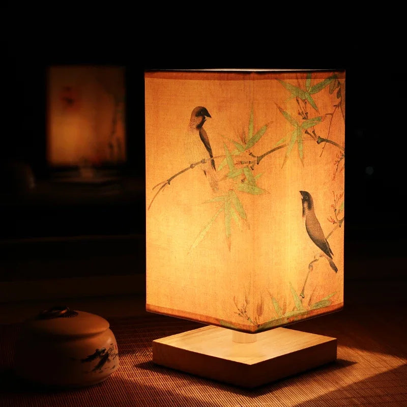 Vintage-Inspired Wooden Table Lamp with Chinese Landscape Art – Elevate Your Space with Timeless Elegance