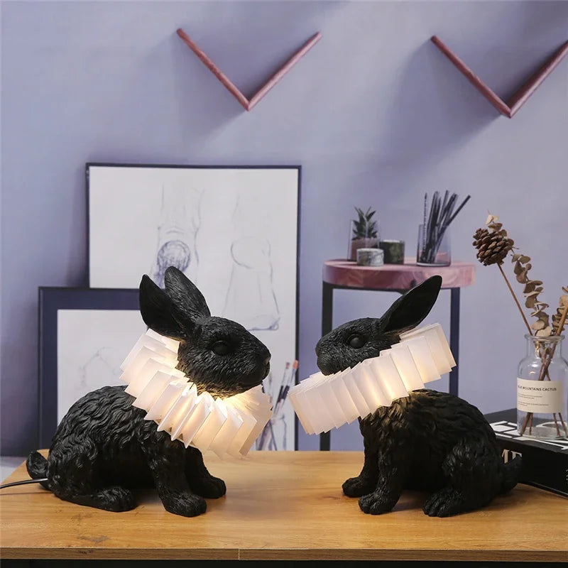 CHARMING RESIN RABBIT LED TABLE LAMP: ADD WHIMSICAL ELEGANCE TO YOUR BEDROOM OR LIVING ROOM DÉCOR