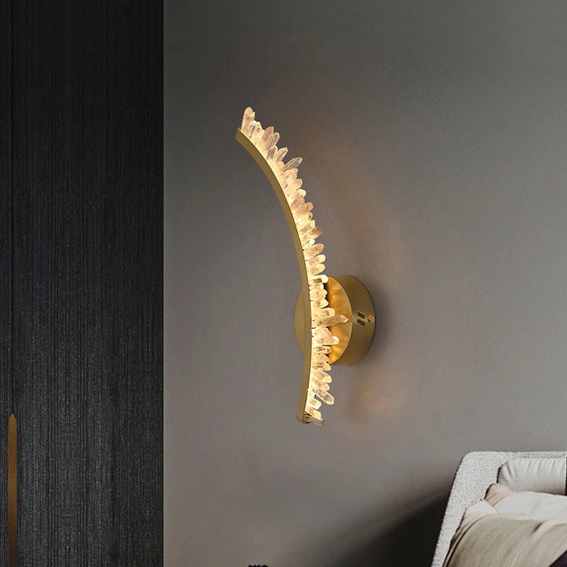 Nature-Inspired LED Crystal Wall Lamp: Illuminate Your Space with Modern Elegance and Organic Beauty