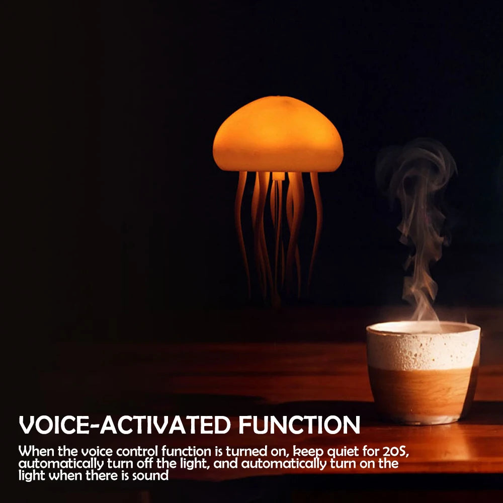 Jellyfish Cartoon Night Light RGB with Voice Control, Type-C LED Bedside Lamp & Upgraded Bluetooth Humidifier