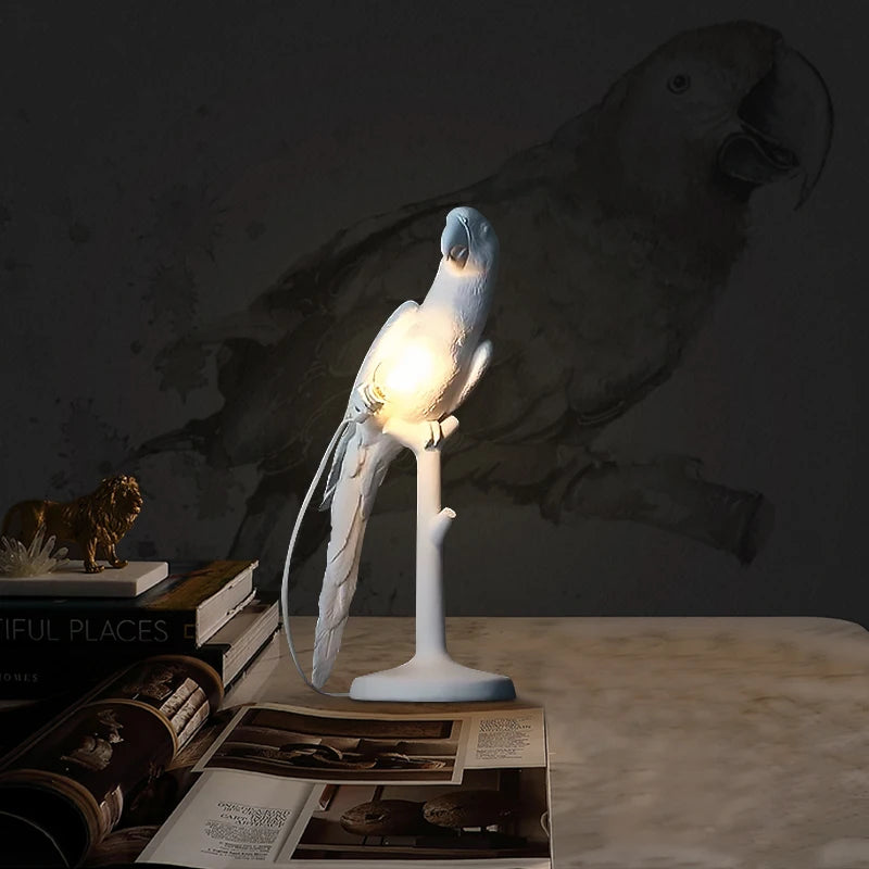 Nordic Resin Parrot Table Lamp Living Room Bedroom Animal Bird Lamp Study Children'S Room Bedside Desk Light Fixtures Home Decor