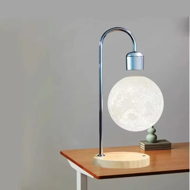 Magnetic Levitation 3D Printed Moon Lamp with LED Night Light and Wireless Charging