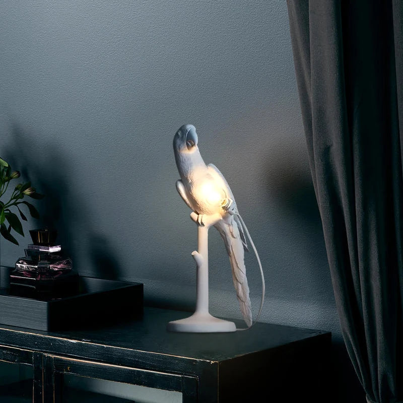 Nordic Resin Parrot Table Lamp Living Room Bedroom Animal Bird Lamp Study Children'S Room Bedside Desk Light Fixtures Home Decor