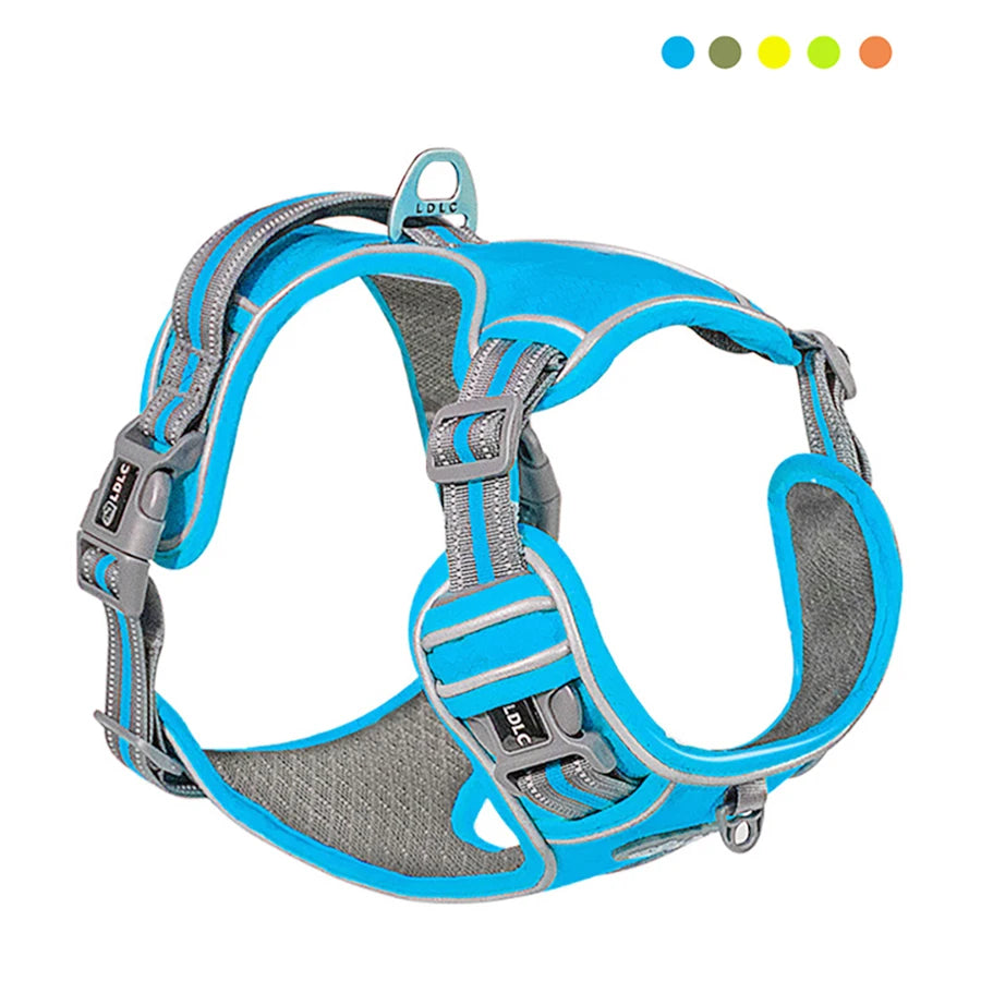 Ultimate Reflective Nylon Pet Harness - All Weather, Padded, Adjustable, Safety Vest for Dogs of All Sizes