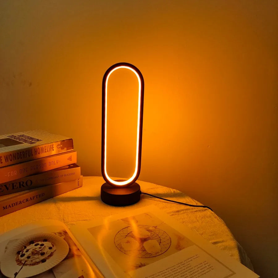 LED Bedside Ring Lamp – Three Color Dimming Night Light for Bedroom & Living Room