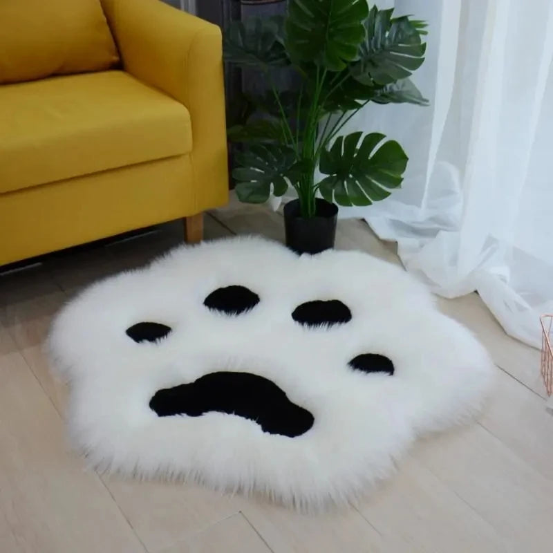 Creative Panda Paw Shaped Carpets for Bedroom Living Room Modern Home Decor Cute Cat Paw Mats Long Fur Fluffy Kids Room Soft Rug